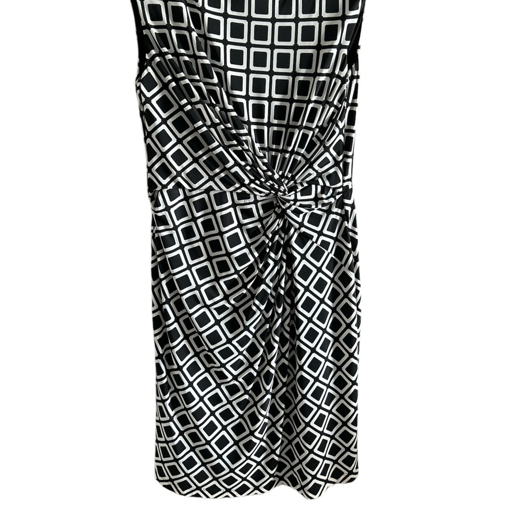 Ralph Lauren Geometric Print Dress Sleeveless Boat Neck Twist Waist Size 16